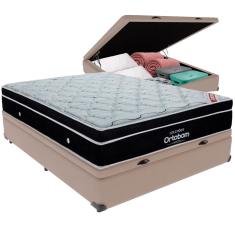 Imagem de Cama Box Baú Bege e Colchão Elegant Molas Ensacadas Casal Ortobom