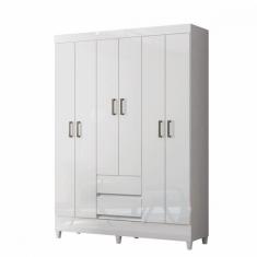 Imagem de Guarda Roupa Casal com Pés 6 Portas 2 Gavetas Branco New Opção