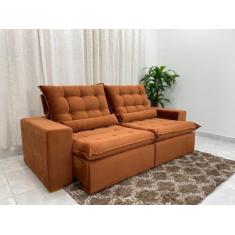 Imagem de Sofá Retrátil Reclinável 04 Lugares 2.30M Small   Terracota Veludão -