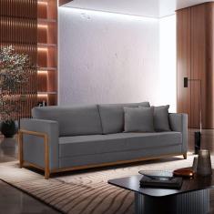 Imagem de Sofá Fixo 3 Lugares Paris Veludo 234cm X 90cm X 88cm Cinza