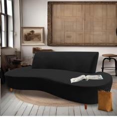 Imagem de Sofá Curvo Living Premium 3 Lugares Para Sala Quarto Escritório Corino Preto - Ahazzo Móveis