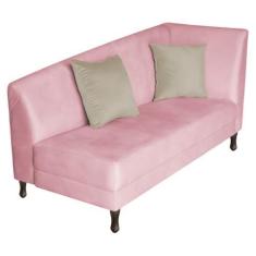 Imagem de Recamier Heitor 140cm com Almofada Lado Esquerdo Suede Rosa Bebê/Tiffany