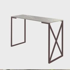 Imagem de Mesa Escrivaninha Mesa de Estudos Bex Home Office Ferro Marrom mdf Marmorizado Cinza - Ahz Móveis