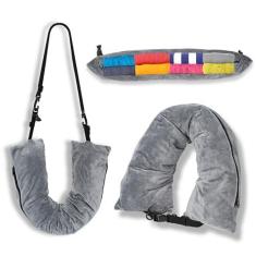 Imagem de Travesseiro de pescoço para viagem, enchimento com roupas, travesseiro de pescoço para viagem, bolsa extra de armazenamento, capa de almofada de veludo macio, embalável para itens essenciais de viagem