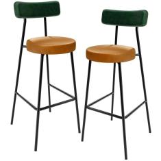 Imagem de Kit 2 Banquetas Alta Cozinha Sala De Jantar Milão L02 Facto Verde Couríssimo Whisky - Lyam Decor