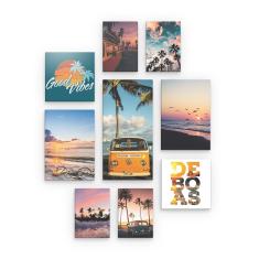Imagem de Kit 9 Quadros Decorativos Praia Kombi Good Vibes