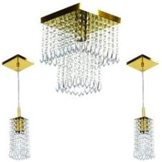 Imagem de Kit 1 Lustre Marrycrillic + 2 Pendentes Clearcrilic Gold