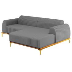 Imagem de Sofá 265cm 4 Lugares Chaise Direito Pés Gold Cinza Escuro