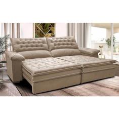 Imagem de Sofá Retrátil e Reclinável 2,52m Molas Ensacadas Cama Inbox Alemanha de Viscoelástico Velusoft Bege