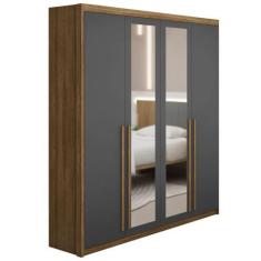 Imagem de Guarda Roupa Solteiro 4 Portas Espelho Dubai Nature/Alasca   - Vlr Móv