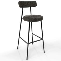 Imagem de Banqueta Alta Bar Cozinha Sala De Jantar Estrutura Em Aço Milão F01 Linho Chumbo - Lyam Decor