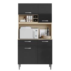 Imagem de Armario Kit Cozinha 4 Portas 1 Gaveta Avena Grafite Armoveis Avena Grafite
