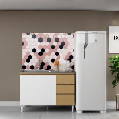 Imagem de Balcão De Cozinha 3 Portas 2 Gavetas Com Pia Inox Atacama Off White Sophia Aramóveis