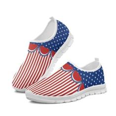 Imagem de GOSTONG Tênis masculino antiderrapante, sola macia, confortável, corrida ao ar livre, respirável, malha fresca, tênis de academia, branco, 34 a 48, Bandeira americana, 36