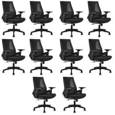 Imagem de Kit com 10 Cadeiras Office Diretor Toledo com Braços 3d Office Nr17 Preto