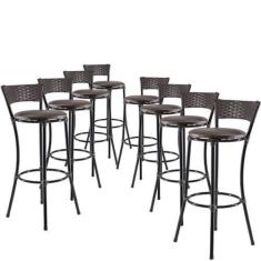 Imagem de Kit 8 Banquetas Alta Forts Fibra Proteção UV Bancada, Área Gourmet, Ba