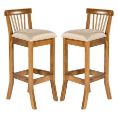 Imagem de Kit 2 Banquetas Alta com Encosto 36 x 100 Cm Valencia Madeira Maciça I