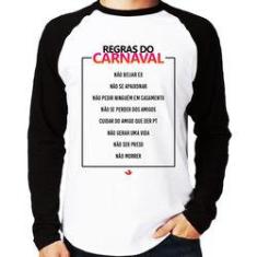 Imagem de Camiseta Raglan Regras Do Carnaval Manga Longa - Foca Na Moda