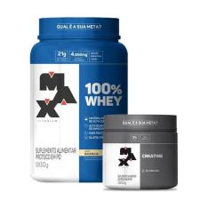 Imagem de Combo Whey 100% 900g e Creatina Monohidratada 300g - Max Titanium-Unissex