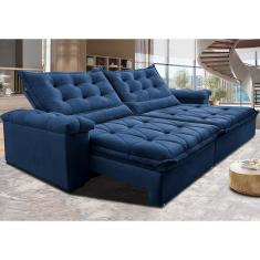 Imagem de Sofá Retrátil e Reclinável 2,95m Cama inBox Big Fresh com SoftGel D40 Velupluma Azul