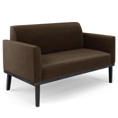 Imagem de Sofá Namoradeira Base Madeira Preto Maressa Suede Marrom