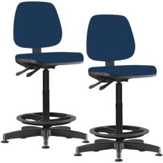 Imagem de Kit 02 Cadeiras Caixa Alta Giratória Job L02 Crepe Azul Marinho - Lyam Decor
