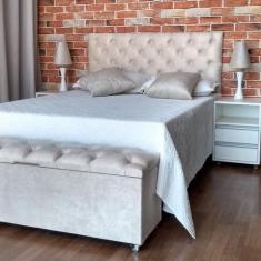 Imagem de Recamier Baú Bege Capitonê Suede Amassado King 180 X 37 X 50 - RBL