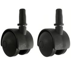 Imagem de 2 Rodízios de Pressão Plástico Preto com Pino Para Móveis e Cama Box R