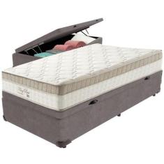 Imagem de Cama Box Baú Cinza e Colchão King Best Molas Ensacadas Solteiro 88x188