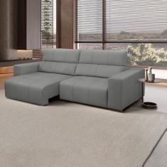 Imagem de Sofá Decorativo Barbosa 3 Lugares Sala de estar 230cm Reclinável e Retrátil Couro Grafite G88 - Gran Belo