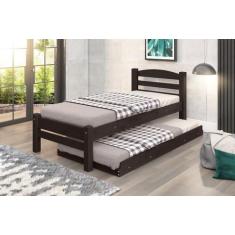 Imagem de Bicama De Solteiro Madeira Maciça Cor Marrom Fosco - Mundo Das Beliche