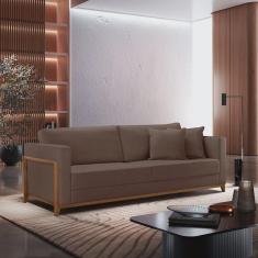 Imagem de Sofá Fixo 3 Lugares Paris Bouclê 90cm X 88cm X 2,14cm Marrom
