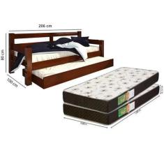 Imagem de Bicama Madeira Maciça com 2 colchões D20 88x188x12 - Digo.Casa