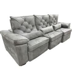 Imagem de Sófa 3 Lugares Stocomo Retrátil e Reclinável Tecido Cinza 2,90cm - Fabrica 1 Móveis