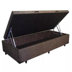 Imagem de Base Box Baú Solteiro Suede Marrom - 39x88x188 - Lordcolchoes
