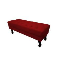 Imagem de Recamier Luis Xv Capitonê Retrô 120cm Suede Vermelho Pés Madeira Ms De