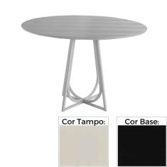 Imagem de Mesa De Jantar Mh-5299 Herval Redonda 70 Cm Madeira Laca Fosca Off White Base Preta