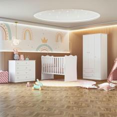 Imagem de Quarto de Bebê Doce Sonho Completo com Cômoda Sapateira Qmovi Branco
