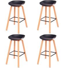 Imagem de Kit 4 Banquetas Toledo Fratini 73 (altura) Revestimento Polipropileno Preto Base Em Aço E Apoio De Pé Preto