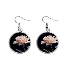 Imagem de Brinco feminino de prata com lindas flores rosa e branco