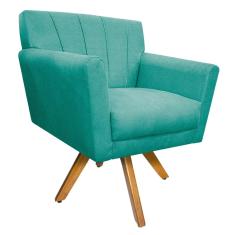 Imagem de Poltrona Laura Base Giratória de Madeira Suede  Tiffany - ADJ Decor