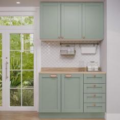 Imagem de Cozinha Modulada 2 Peças com Balcão e Armário Aéreo Arizona CabeCasa MadeiraMadeira