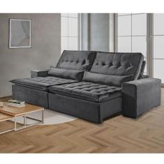 Imagem de Sofá 4 Lugares Retrátil e Reclinável Elegance 2.50 Metros Veludo Móveis Mix