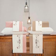 Imagem de Jogo de Cama Queen Flora Palha e Bege Enxovais Aquarela 4 peças