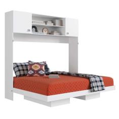 Imagem de Cama Casal Articulável Com Armário Suspenso Branco Dallas Art In Móveis