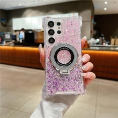 Imagem de Capa suporte para samsung galaxy s23 s22 s24 ultra gradiente glitter capa para samsung a53 a54 a55 a33 airbag caso, rosa roxo, para a15