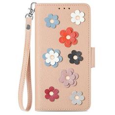 Imagem de Capa Carteira de Couro Flor 3D para iPhone 13 12 14 Pro Max 11 XS Max XR X SE2022 8/7/6/6S Plus Flip Card Slot Phone Cover, caqui, para iPhone 13Mini