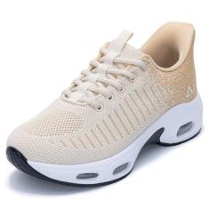 Imagem de Tênis de caminhada feminino, sem cadarço, sem cadarço, fácil de colocar no ar, tênis feminino, Bege, 40