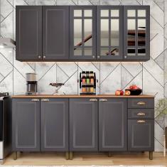 Imagem de Cozinha Completa Firenze 10 Portas 2 Gavetas com Vidro Cinza - Indekes