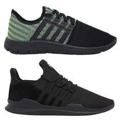 Imagem de Kit 2 Tênis Caminhada Corrida Academia Fitness Leve Macio Confortável - Verde - 40